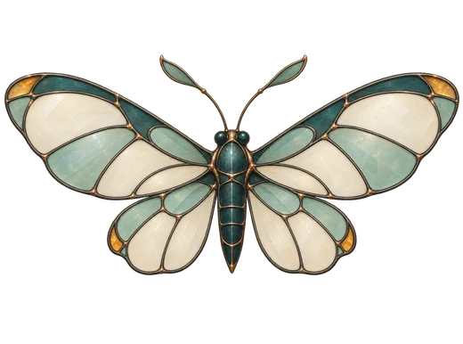 Lamplight Moth card artwork: a moth with translucent glass wings